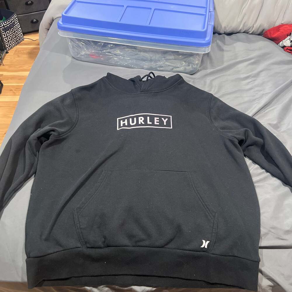 Hurley Men's Black Boxed Logo Fleece Pullover Hoodie XL